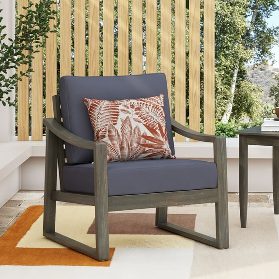 Patio Furniture Sets, SAMWELL CLUB CHAIR, Dark Grey Outdoor Patio Furniture Sets,Acacia Wood Garden Patio Furniture Sets,