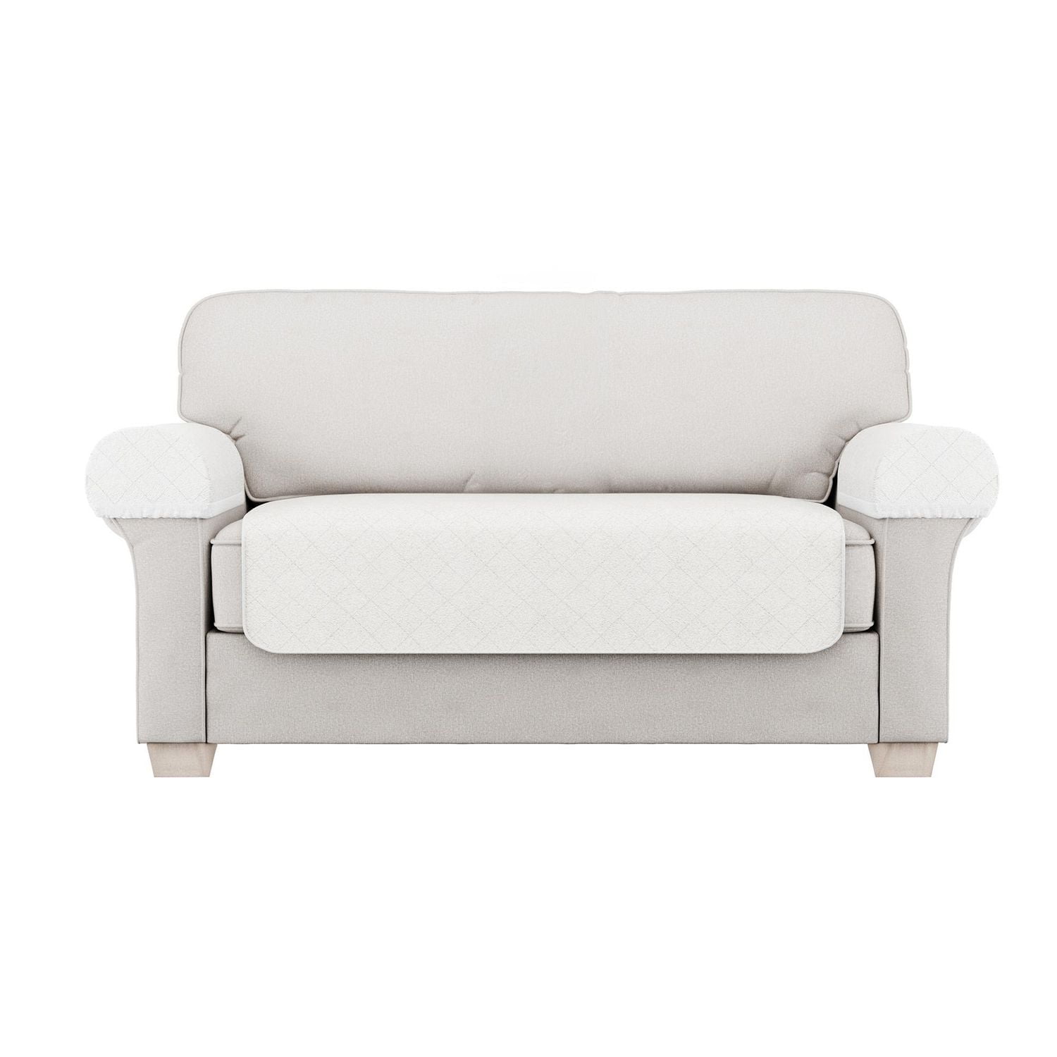 Housse de causeuse en tissu sherpa synthétique imperméable SmartFit, housse de mobilier en 3 pièces, pour chiens et autres animaux de compagnie, lavable à la machine Creme