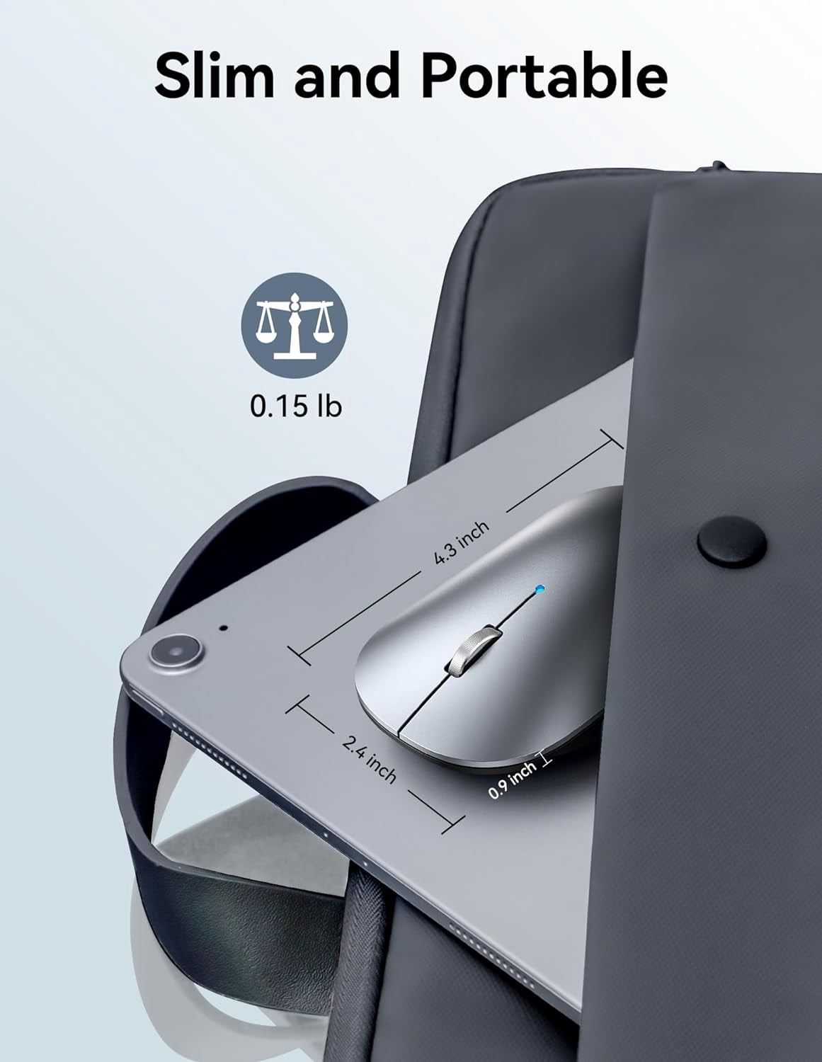 2.4G Tri Mode Rechargeable Bluetooth Wireless Mouse, Ultra Thin Silent 4000 DPI Portable Computer Mouse