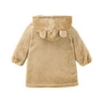 thumbnail image 4 of Lilgiuy Toddler Baby Boys Girls Solid Color Plush Cute Bear Ears Winter Hoodie Thick Coat Pullover，Khaki,12-18 Months Winter Fashion 2022, 4 of 5