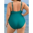 thumbnail image 7 of Asoul Plus Size Swimsuit for Women Scalloped Tummy Control One Piece Bathing Suits Ruched V Neck Swimwear, 7 of 7