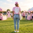 thumbnail image 6 of Domuza Breast Cancer Shirts Women Pink Ribbon Wings Print Cancer Survivor Short Sleeve Crew-Neck T Shirts ,in October We Wear Pink T-Shirts S, 6 of 6