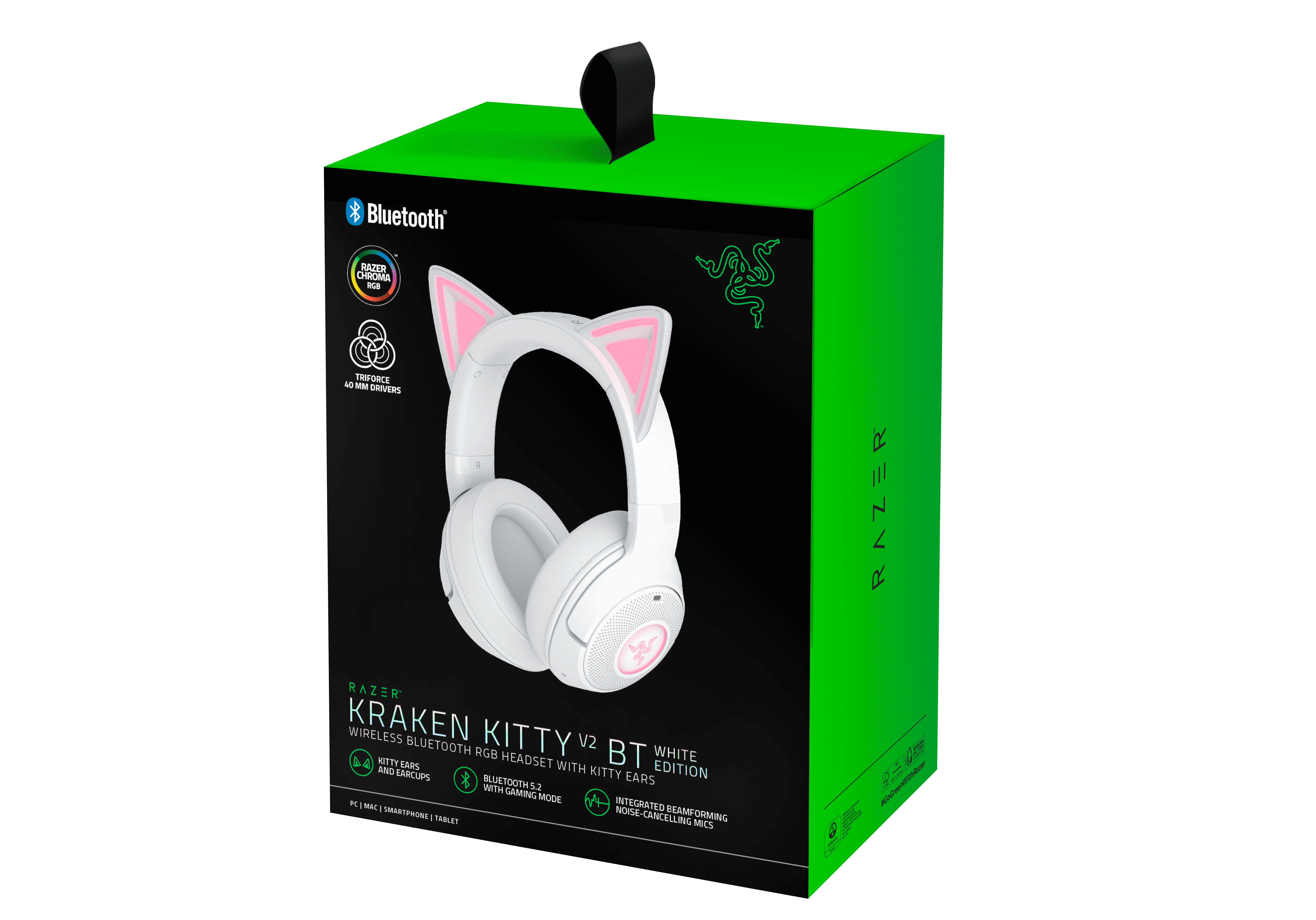 Razer Kraken Kitty V2 Wireless Bluetooth Chroma Headset, White