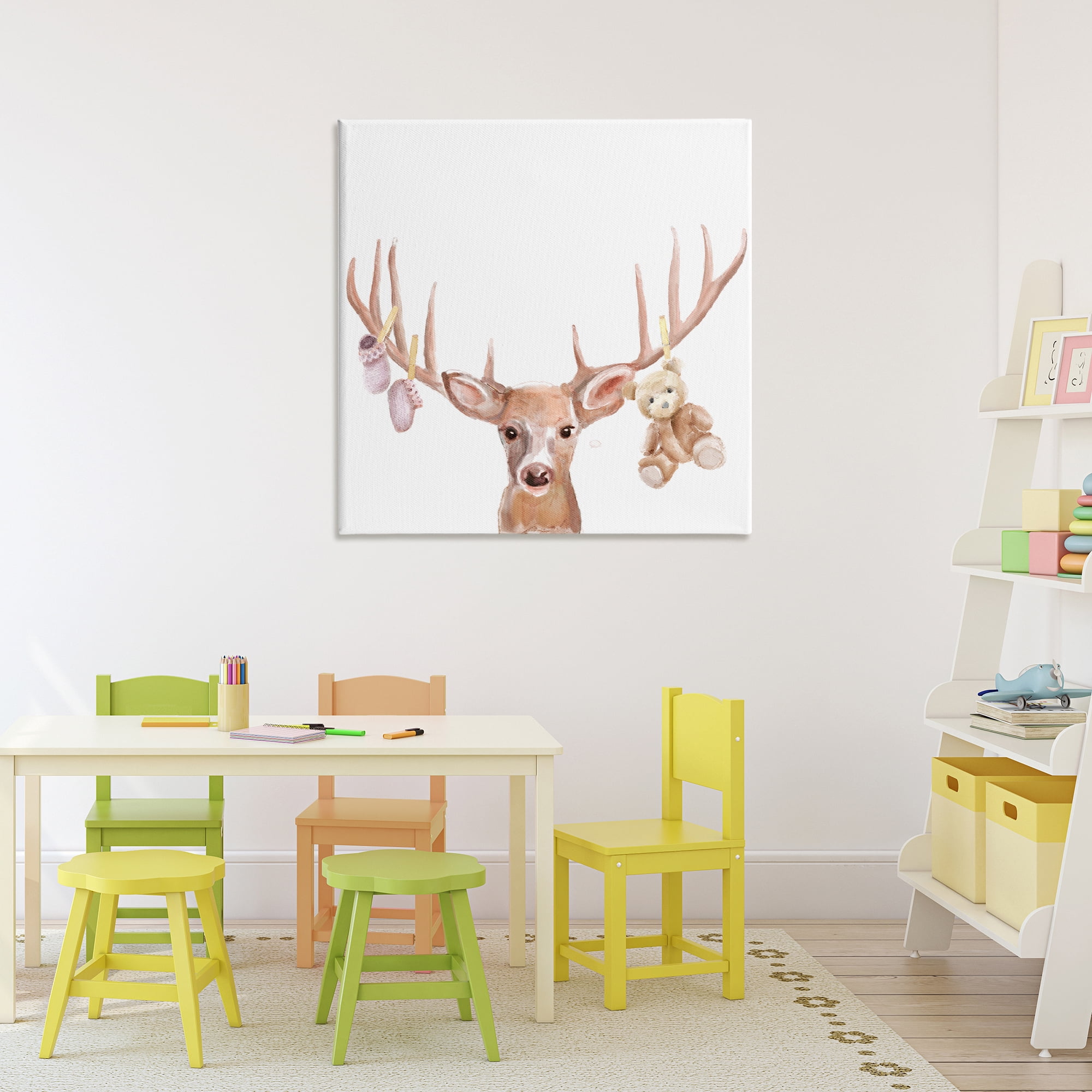Stupell Industries Baby Girl Deer Antlers Canvas Wall Art, design by Ali Lynne