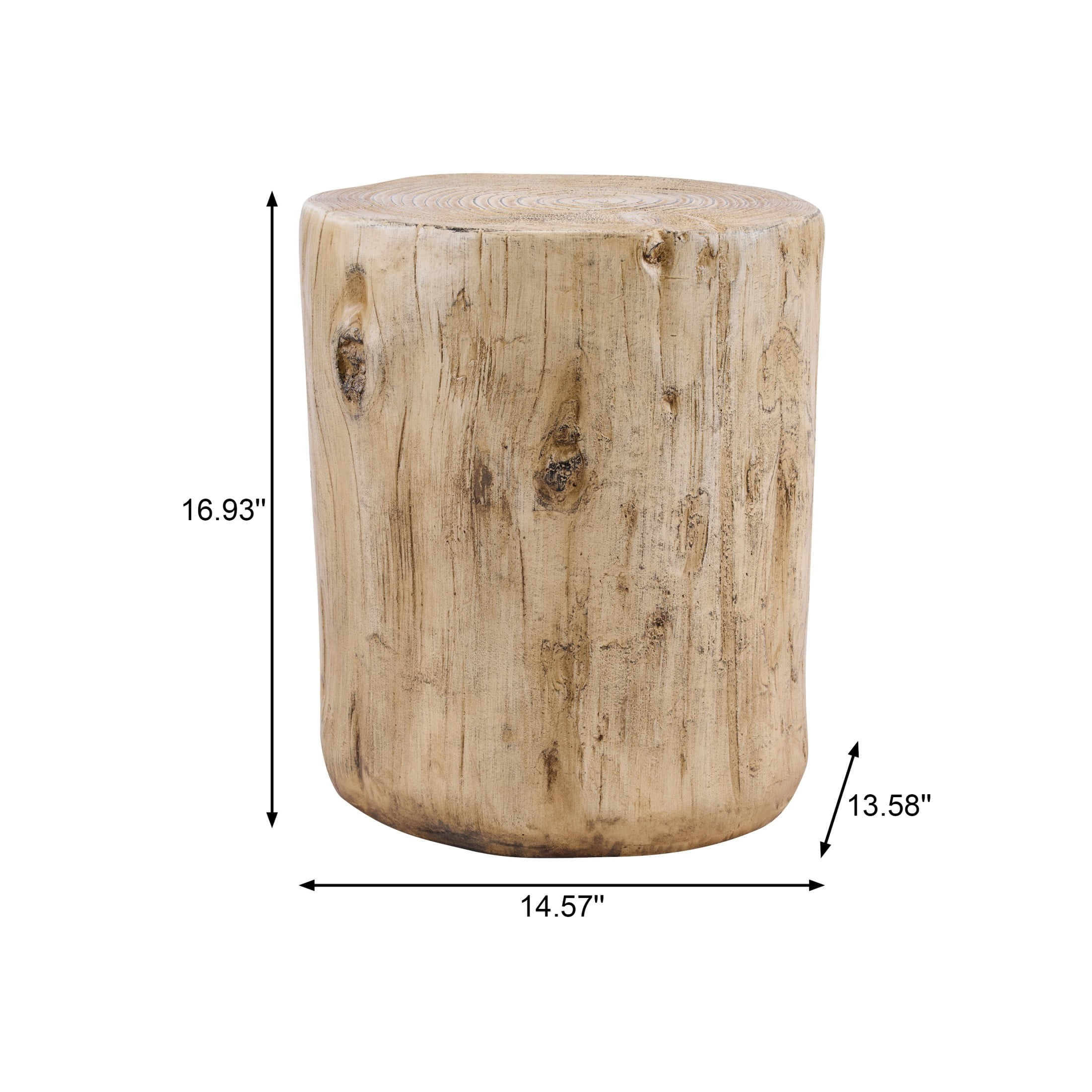 Christopher Knight Home MGO Tree-Stump Side Table, Lightweight Concrete Accent Table, Natural Wood Grain