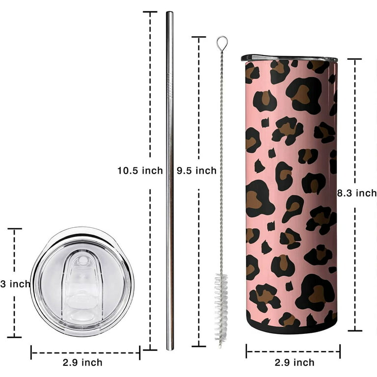 Leopard Vinyl 24oz Simple Modern Insulated Stainless Steel Classic Tumbler  With Straw -  Sweden