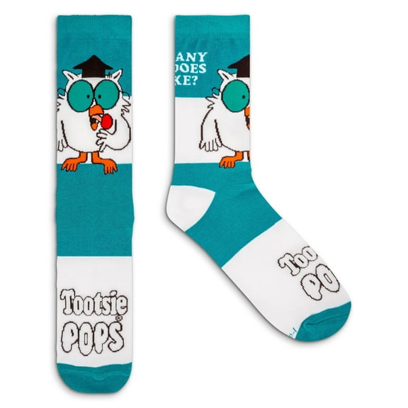 Tee Luv Tootsie Pops Mr Owl How Many Licks Candy Logo Crew Socks (Men's)