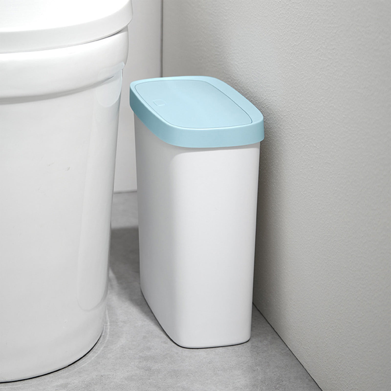 Kitchen Trash Can, Step-On Garbage Can with Lid, Tall Kitchen & Bathroom Trash Can, Small Office Waste Bin, Blue - Xuniizn
