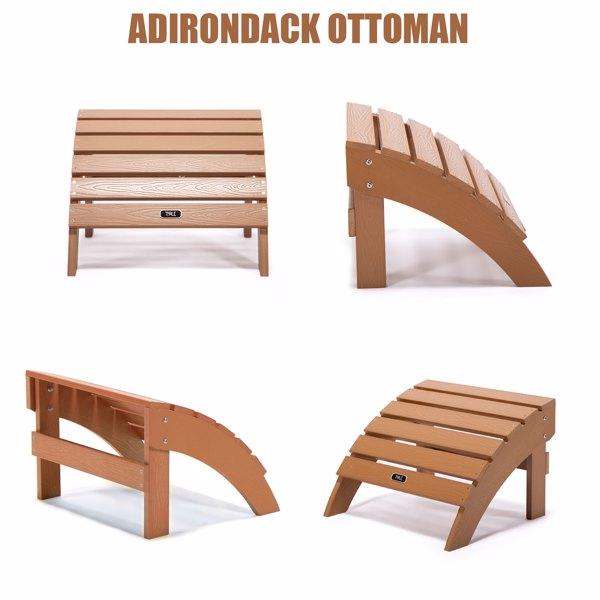 [Quick Delivery] Outdoor Ottomans or Footstools,All-Weather and Fade-Resistant Plastic Wood Adirondack Footstool for Lawn Outdoor Patio Deck Garden Porch Lawn Furniture 19.68*18.89*13.38 Inch,Brown - image 3 of 12