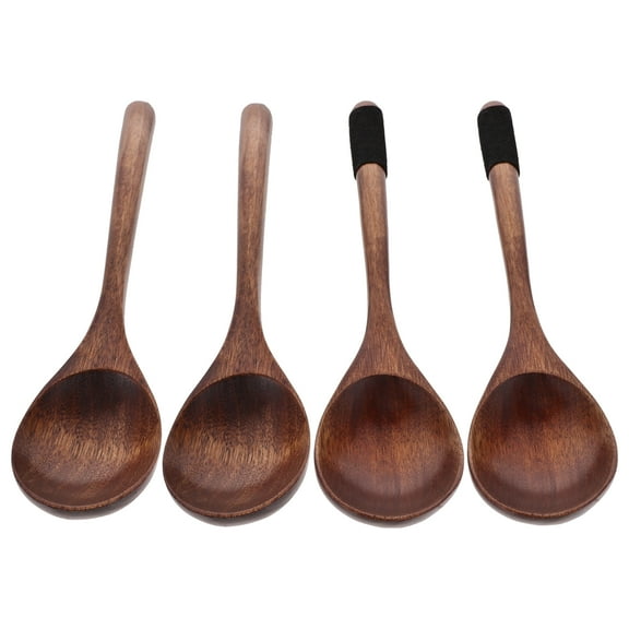 Cereal Spoons Wooden 4 Pcs Teaspoon Natural Soup Kitchen Utensil Sets for Eating