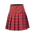 thumbnail image 2 of A2Y Women's Check Plaid Ponte Zipper School Uniform Pleated Mini Skirts Red M, 2 of 3