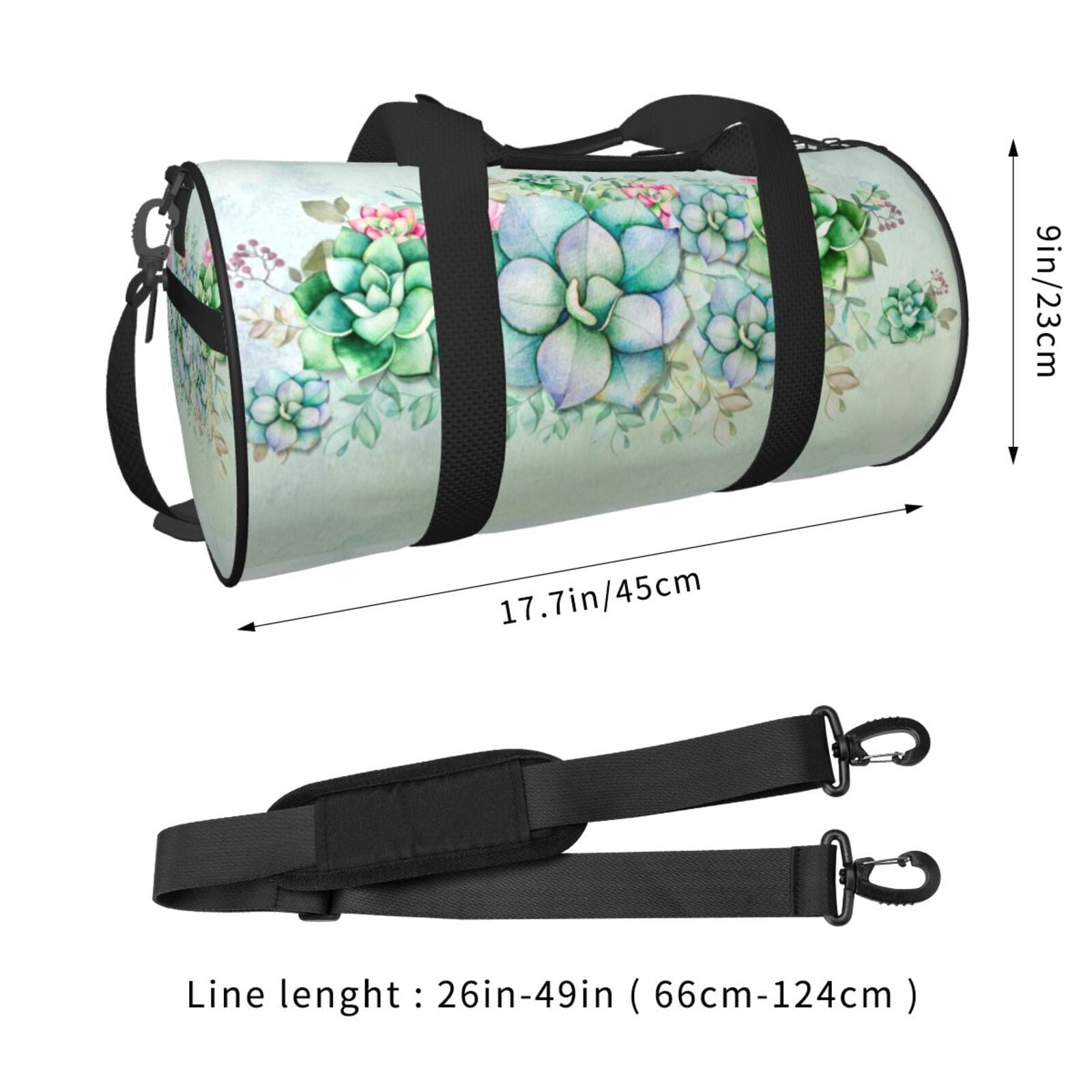 Vsdgher Succulent 45L Foldable Duffel Bag, Sports Gym Bag,Overnight Bag, Portable Weekender Bag for Airplanes