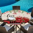 thumbnail image 6 of Valentine's Day Round Tablecloth, Fitted Table Cover with Elastic for 45"-54" Round Tables, Red Plaid Truck Love Roses Leaves Beige Table Cloth Outdoor Indoor Dinning Party Waterproof Tablecloths, 6 of 7