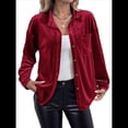 thumbnail image 2 of Cárdigan de Terciopelo de Larga de Invierno para Mujer, Blusa Informal con Botones, Blusas para Mujer Verde M, 2 of 9