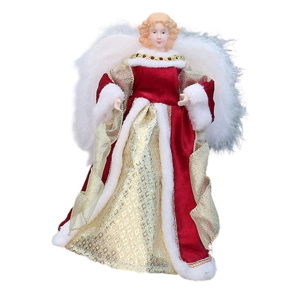 Decorative Angel Figurine Christmas Topper Holiday Ornament 12 Inch Height with Wings for Living Room Bedroom