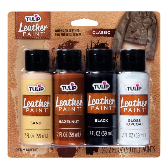 Tulip Permanent Leather Paint, 4 Pack, 2 fl. Oz. each