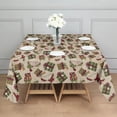 thumbnail image 3 of Beige Christmas Gift Pattern Square Tablecloth,Waterproof Square Table Cover,Wipeable Spillproof Washable Table Cover for Home Kitchen Party Decor 60"x60"(152x152cm), 3 of 6