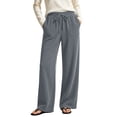 thumbnail image 2 of Sokhug Women Ribbed Knit Wide Leg Pants Drawstring Elastic Waist Casual Trousers With Patch Pockets Casual Solid Color Lounge Trousers, 2 of 7
