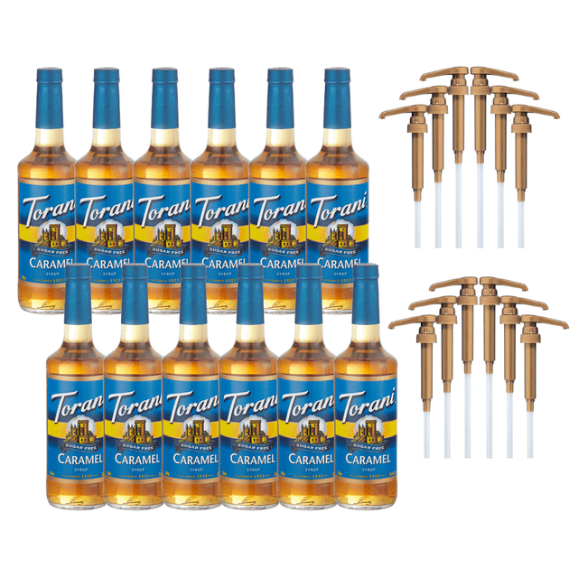 Torani Sugar-Free Caramel Flavoring Syrup Plastic 750 mL Bonus Squeeze Pump