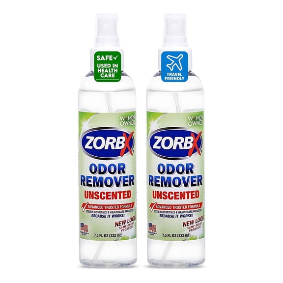 ZORBX Unscented Odor Eliminator Spray for Hospitals & Healthcare Deodorizer for Pets & Home (7.5 Fl oz x 2)