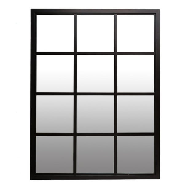 Classic Black Windowpane Mirror 23 X30, Window Frame Mirror Black