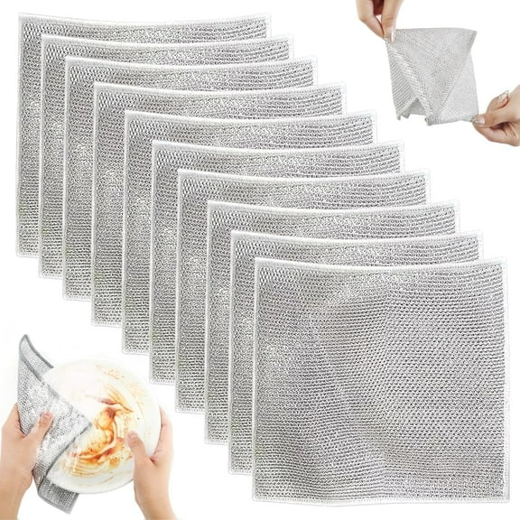 MXHHR Multi-Surface Cleaning Sheets - Non-Scratch Heavy-Duty Cleaning Sheet for Dishes, Pots & Countertops, Microfiber, 10 Count, 10 Pack