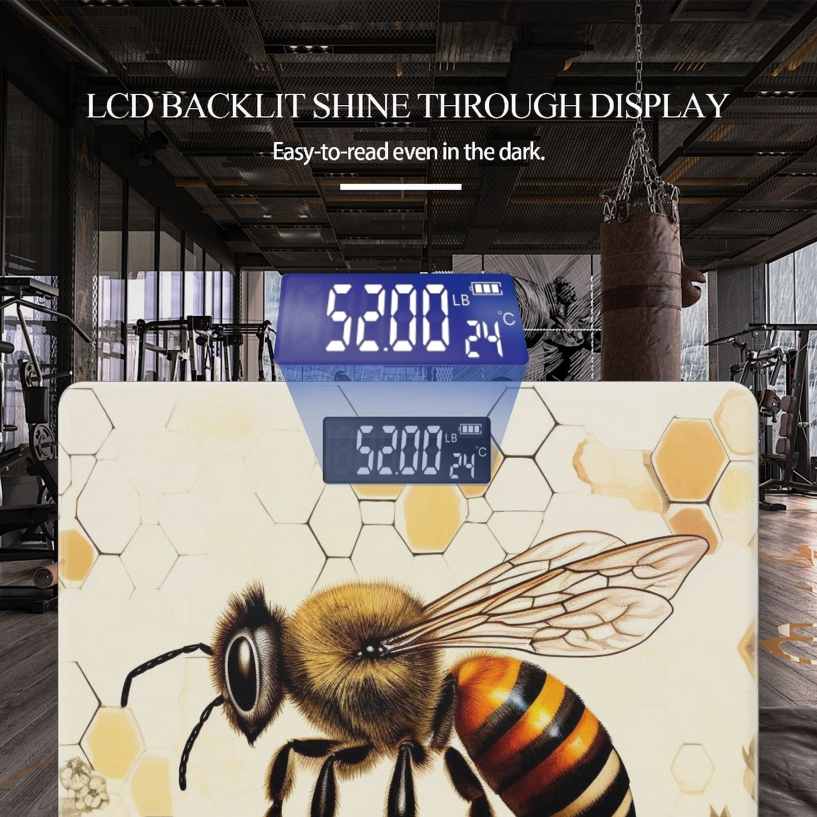 High Precision Body Weight Scale Smart Bathroom Scales with Large LCD Display(400lbs),Decorative for Bedroom-Honey Bee On The Surface Of Empty Beehive