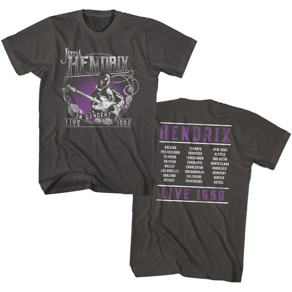 Jimi Hendrix Live 1969 Smoke Adult T-Shirt ***F&B***