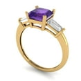 thumbnail image 2 of 1.62 ct Square Emerald Cut Natural Amethyst Three-Stone Engagement Ring for Women in 18K Yellow Gold, 2 of 5