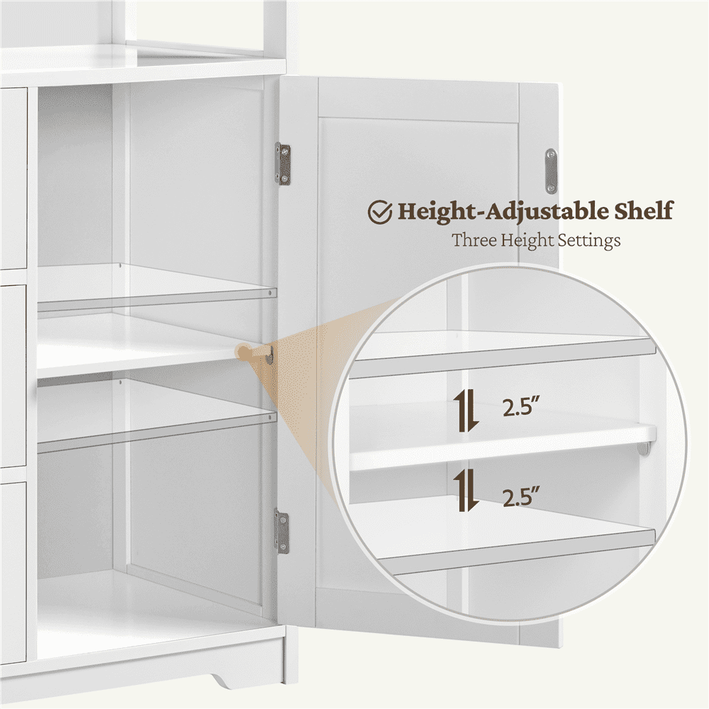 Alden Design 35.5" Height Bathroom Floor Cabinet with 1 Door and 3 Drawers, White