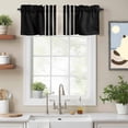 thumbnail image 2 of Black Beige Striped Kitchen Curtain Valances for Windows Farmhouse Short Curtains, Modern Farmhouse Retro Lines Rod Pocket Valance Curtain for Bedroom Cafe Living Room, 2 of 8