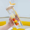 thumbnail image 4 of Fruit Infuser Water Bottle with Foldable Straw, Leakproof and Shatterproof Pink/Yellow, 4 of 5