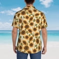 thumbnail image 4 of Pofeuu Autumn Sunflowers Print Hawaiian Shirt for Men Sleeves Casual Button Down Summer Beach Dress Shirts T-Shirts,X-Large, 4 of 7