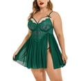 thumbnail image 2 of Avidlove Plus Size Lingerie for Women Sexy Strap Lace Chemise Nightgown V Neck Nighty Side Slit Mesh Sleepwear, 2 of 4