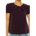 thumbnail image 5 of Women's Short Sleeve Top with Puff Sleeves Lace Accent Round Neck, 5 of 5