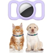 AirTag Dog Collar Pet, AirTag Holder Compatible , Apple airtags Case Cover,Silicone Protective Case Lightweight Soft Anti-Scratch Anti-Lost(Purple-2Pack)