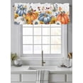 thumbnail image 2 of Fall Orange Blue Pumpkin Valances for Windows Yellow Sunflower Flower Leaf Thanksgiving Kitchen Valance Curtain Rod Pocket Small Curtains for Cafe Bathroom Laundry Basement 54" x 18", 2 of 8