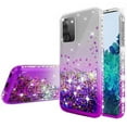 thumbnail image 2 of Cute Phone Case for Galaxy A32 5G Case w[Tempereded Glass] Liquid Glitter Bling Diamond Bumper Girls Women for Samsung Galaxy A32 5G - Clear/Purple, 2 of 5