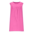 thumbnail image 4 of ZZwxWA Womens Casual Cap Sleeve Mini Linen Dress, Summer Relaxed Fit Crewneck Ruched Sundresses Solid Short Modest Dresses, 4 of 5