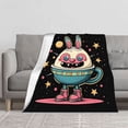 thumbnail image 2 of Whimsical Rabbit Design Flannel Blanket - Soft Cozy Durable for Sofa Travel Bed & Chair - Perfect for Imaginative Spaces, 2 of 7
