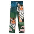 thumbnail image 4 of Tropical Tiger Floral Print Winter Female Pants Flannel High Waist Women Pants Lady Warm Straight Leg Plush Trousers, 4 of 7