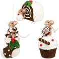 thumbnail image 6 of Northlight Mice with Cake and Candies Christmas Decorations - 7" - Brown and White - Set of 3, 6 of 9