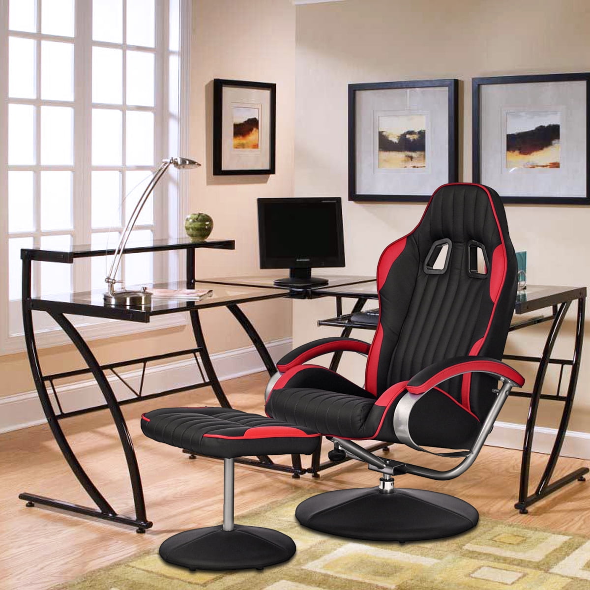 Geniqua Corp Faux Leather Recliner, Black
