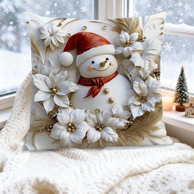 Uuiauoio Festive Christmas Pillow Cover 18x18 Inch Holiday Decor Cushion Case for Sofa Living Room Bedroom Seasonal Home Accent and Party Decoration,Xmas Decorations Throw