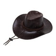 thumbnail image 1 of Sombrero de vaquero para hombre, sombrero de jazz de ala ancha con correa ajustable para la barbilla, duradero Café, 1 of 9