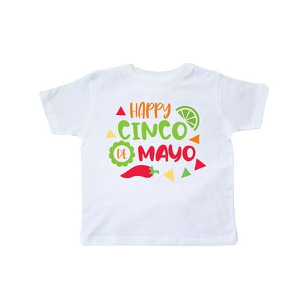 

Inktastic Happy Cinco De Mayo with Lime and Red Pepper Gift Toddler Boy or Toddler Girl T-Shirt