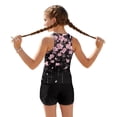 thumbnail image 2 of COEQINE Girls Two Piece Tankini Swimsuit Racerback Bathing Suit with Chest Pad, Summer Hawaiian Swimwear with Boyshort for Kids 6-7 Years, for Water Play, Cherry Blossom Black, 2 of 8