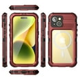 thumbnail image 3 of Dteck Waterproof Case for iPhone 15,Shockproof Aluminum Alloy Built-in Screen Protector IP68 Underwater Case Military Dropproof Mag Safe Full-Body Protection Clear Back Cover,Red, 3 of 11