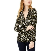 Michael Kors Women's Dandelion Tossed Lilies Shirred Top Yellow Size Small
