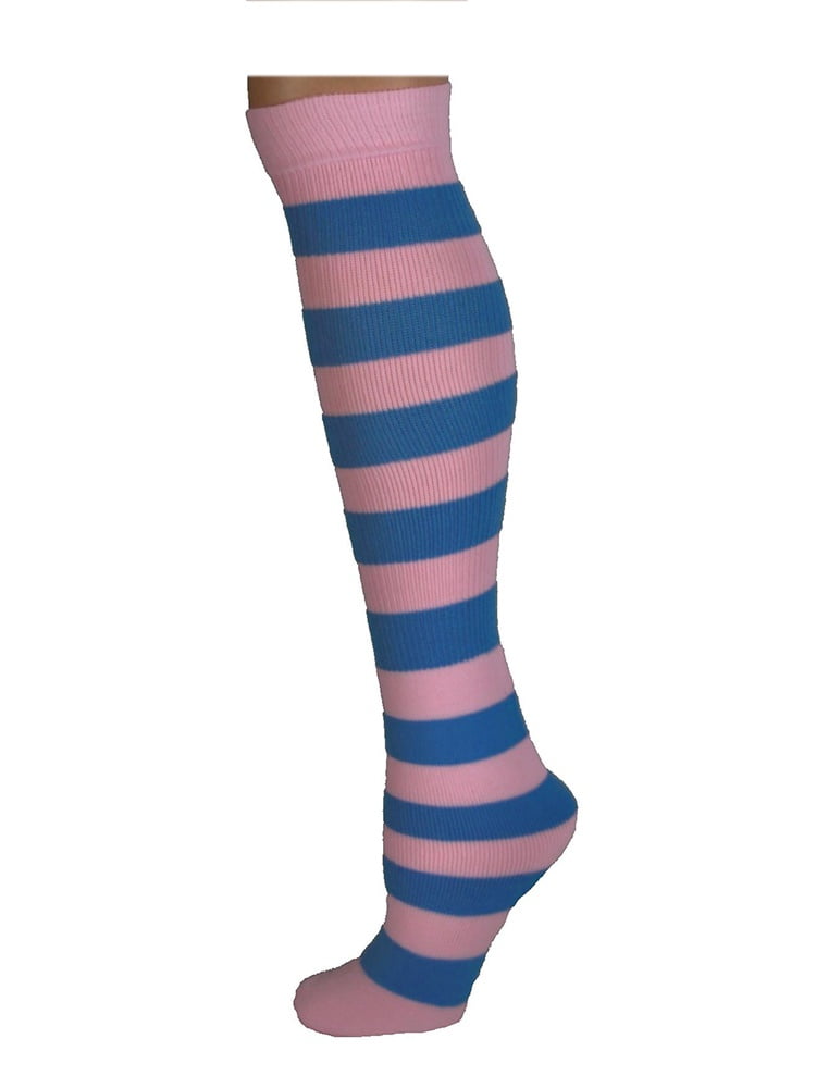 Knee High Striped Socks Baby Pink/Baby Blue